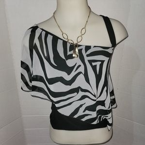 Off shoulder zebra top